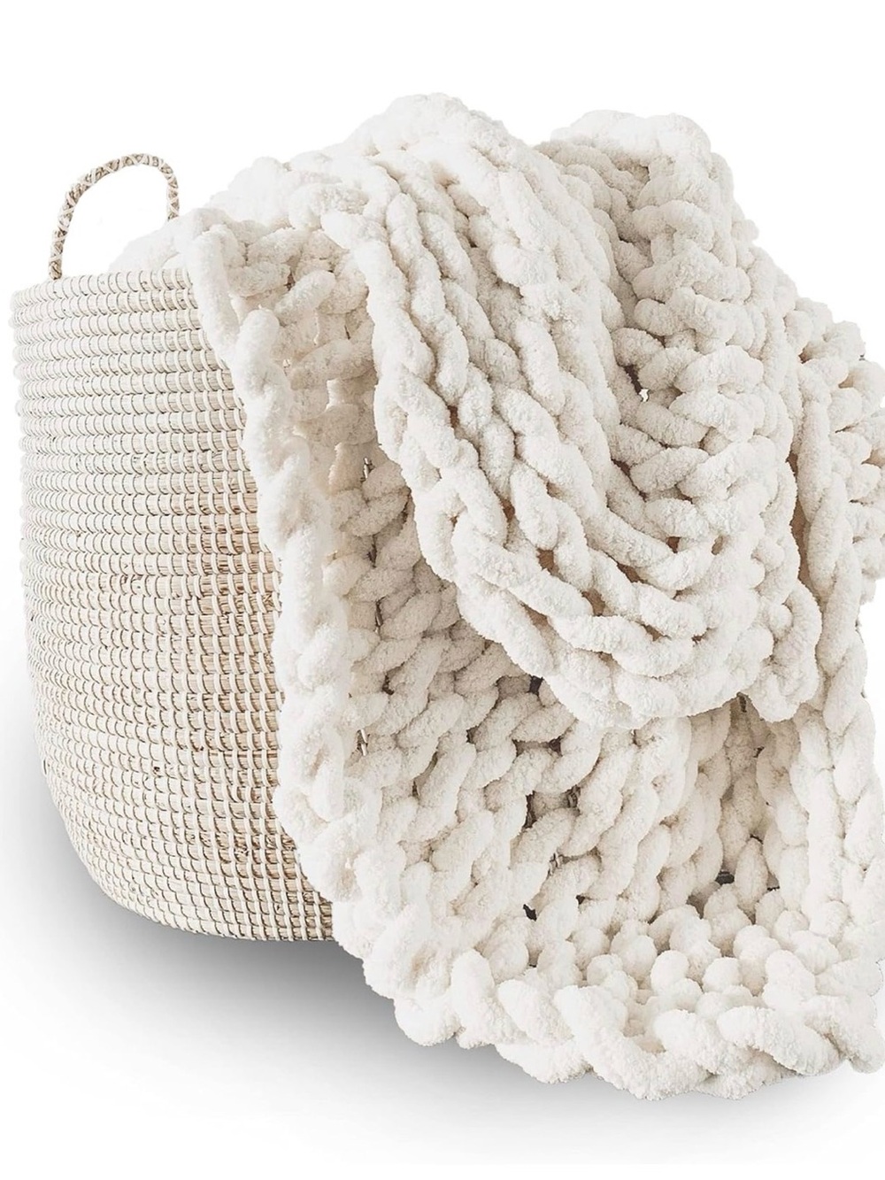 Plush Chunky Knit Throw Blanket - Cream